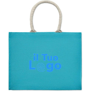 Borsa in juta. Manici in cotone - personalizzabile con logo
