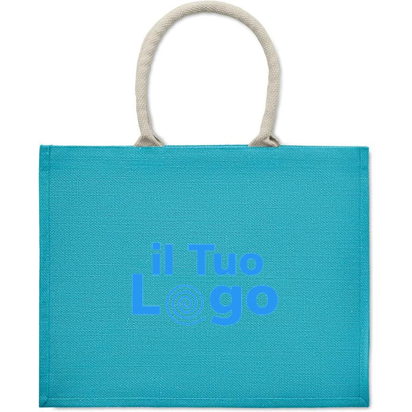 Borsa in juta. Manici in cotone - personalizzabile con logo
