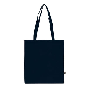 Borsa in TNT RPET con manici lunghi 38x42cm 75g/m² blu navy - personalizzabile con logo