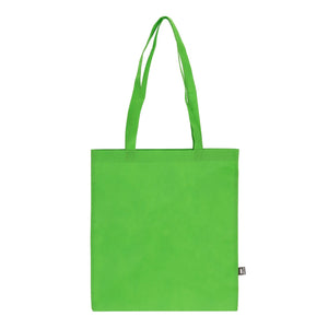 Borsa in TNT RPET con manici lunghi 38x42cm 75g/m² verde calce - personalizzabile con logo