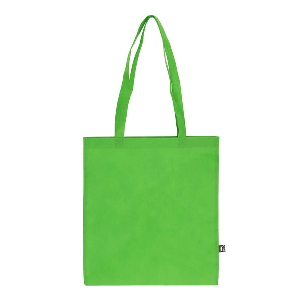 Borsa in TNT RPET con manici lunghi 38x42cm 75g/m² verde calce - personalizzabile con logo