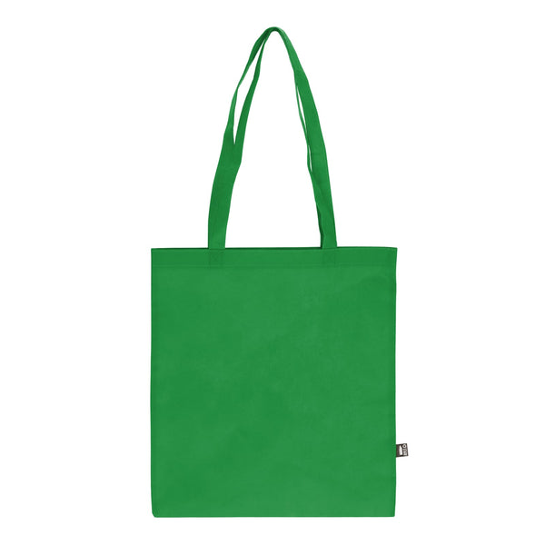 Borsa in TNT RPET con manici lunghi 38x42cm 75g/m² Verde - personalizzabile con logo