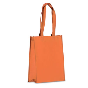 Borsa in TNT RPET laminato 24 x 11 x 30 cm 105g/m² Arancione - personalizzabile con logo