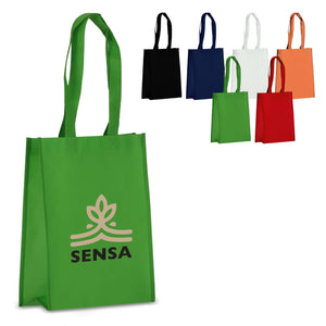 Borsa in TNT RPET laminato 24 x 11 x 30 cm 105g/m² - personalizzabile con logo