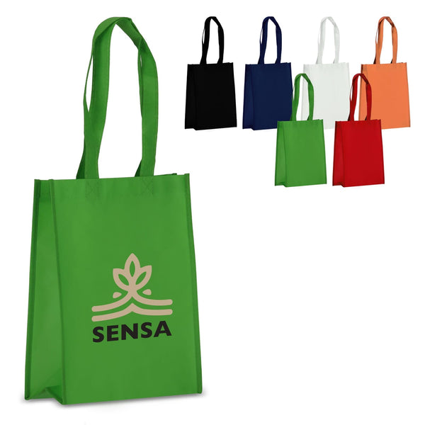Borsa in TNT RPET laminato 24 x 11 x 30 cm 105g/m² - personalizzabile con logo