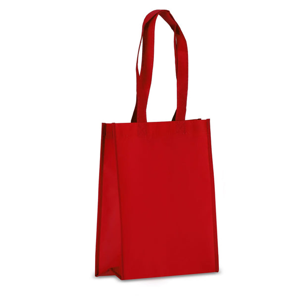 Borsa in TNT RPET laminato 24 x 11 x 30 cm 105g/m² Rosso - personalizzabile con logo