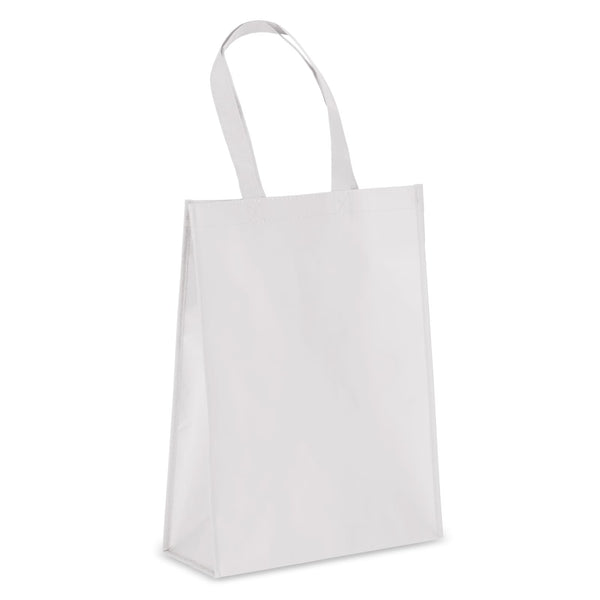 Borsa in TNT RPET laminato 30 x 12 x 40 cm 105g/m² Bianco - personalizzabile con logo