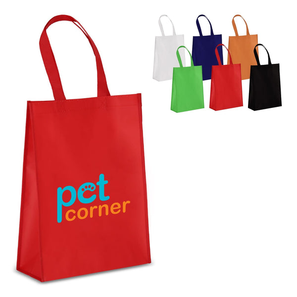 Borsa in TNT RPET laminato 30 x 12 x 40 cm 105g/m² - personalizzabile con logo