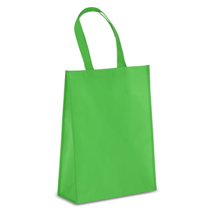 Borsa in TNT RPET laminato 30 x 12 x 40 cm 105g/m² verde - personalizzabile con logo