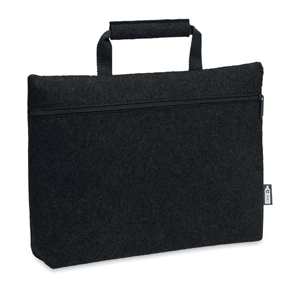 Borsa laptop in feltro RPET con manico Nero - personalizzabile con logo