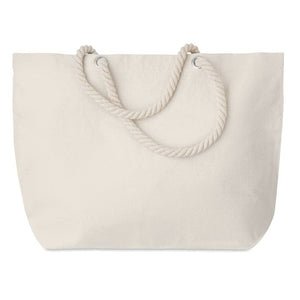 Borsa mare c/manici in corda beige - personalizzabile con logo