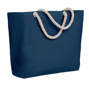 Borsa mare c/manici in corda blu - personalizzabile con logo