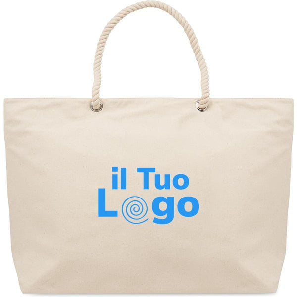 Borsa mare termica in cotone beige - personalizzabile con logo