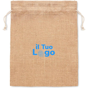 Borsa media in juta beige - personalizzabile con logo