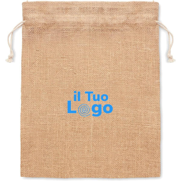 Borsa media in juta beige - personalizzabile con logo