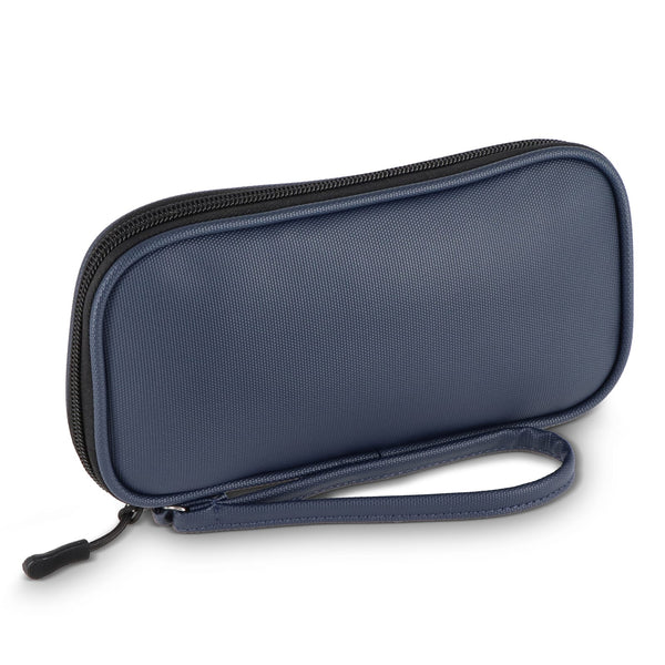 Borsa organizer Kyra 210D rivestita in PU rPET 20 x 11,5 x 2 cm blu navy - personalizzabile con logo