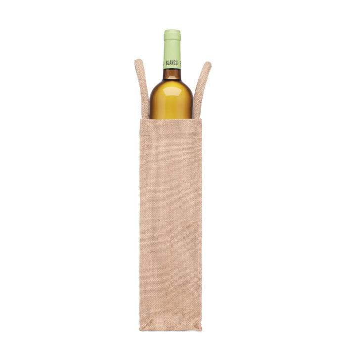 Borsa per 1 bottiglia di vino beige - personalizzabile con logo