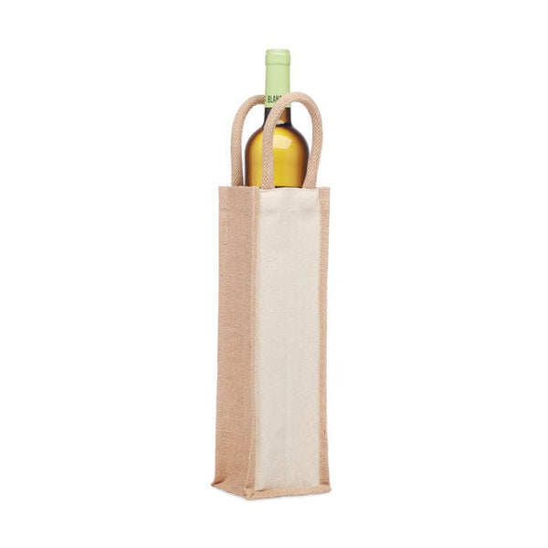 Borsa per 1 bottiglia di vino beige - personalizzabile con logo