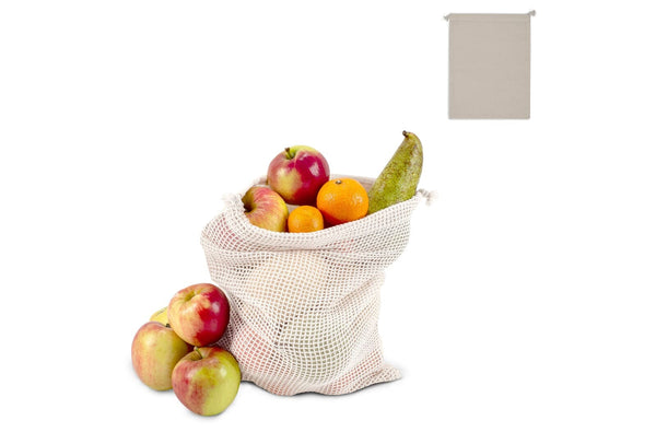 Borsa per alimenti riutilizzabile in cotone OEKO-TEX® 25x30cm beige - personalizzabile con logo