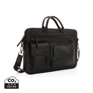 Borsa porta PC 14" Swiss Peak in PU riciclato nero - personalizzabile con logo