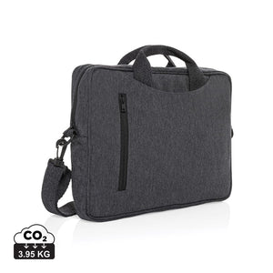 Borsa porta PC Laluka da 15,4" in cotone riciclato AWARE™ grigio scuro - personalizzabile con logo