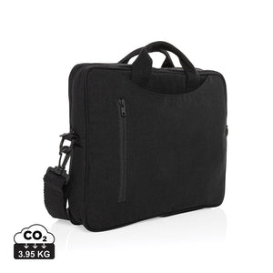 Borsa porta PC Laluka da 15,4" in cotone riciclato AWARE™ nero - personalizzabile con logo