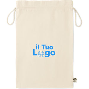 Borsa regalo grande in cotone biologico beige - personalizzabile con logo