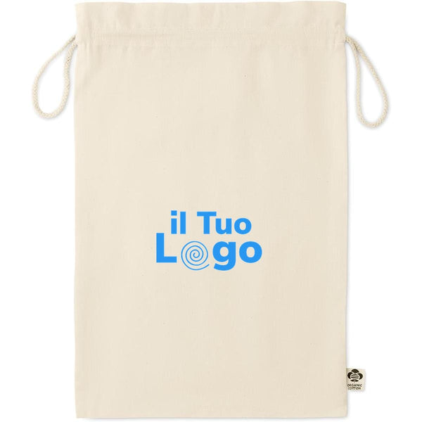 Borsa regalo grande in cotone biologico beige - personalizzabile con logo