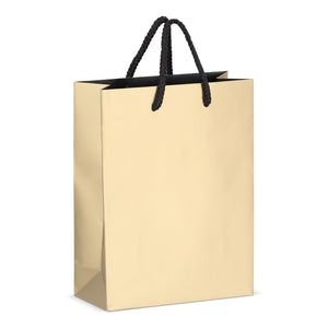 Borsa regalo in carta FSC 18 x 8 x 24 cm 200g/m² Oro - personalizzabile con logo