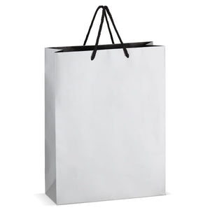 Borsa regalo in carta FSC 30 x 12 x 40 cm 200g/m² color argento - personalizzabile con logo