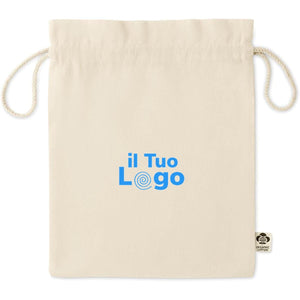 Borsa regalo media in cotone biologico beige - personalizzabile con logo
