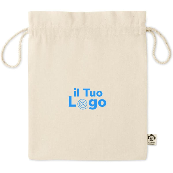 Borsa regalo media in cotone biologico beige - personalizzabile con logo