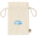 Borsa regalo piccola in cotone biologico beige - personalizzabile con logo