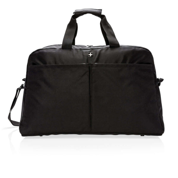 Borsa RFID Swiss Peak con apertura a valigia nero - personalizzabile con logo