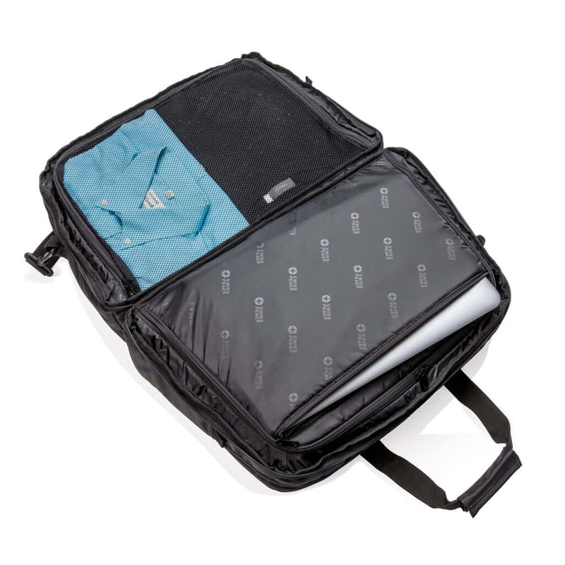 Borsa RFID Swiss Peak con apertura a valigia nero - personalizzabile con logo