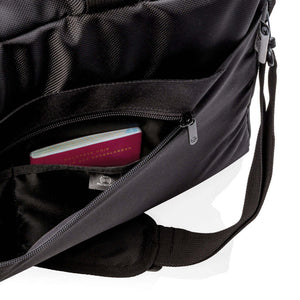 Borsa RFID Swiss Peak con apertura a valigia nero - personalizzabile con logo