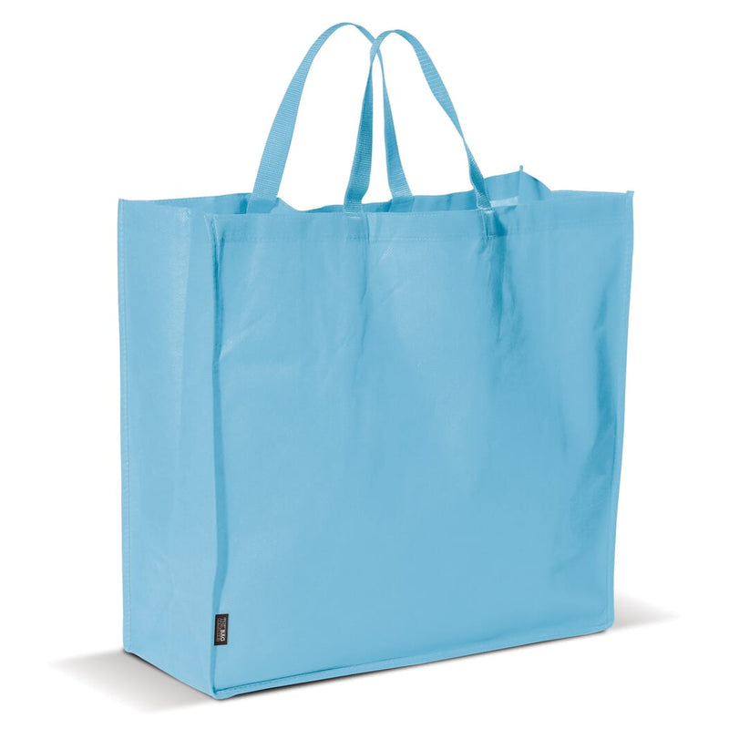 Borsa shopping grande in tessuto non tessuto 75/m² azzurro - personalizzabile con logo