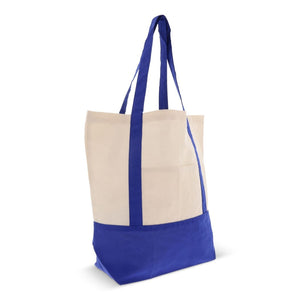 Borsa shopping in cotone OEKO-TEX® 140g/m² 40x10x35cm Blu - personalizzabile con logo