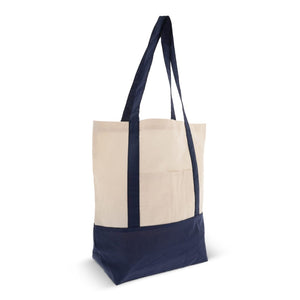 Borsa shopping in cotone OEKO-TEX® 140g/m² 40x10x35cm blu navy - personalizzabile con logo