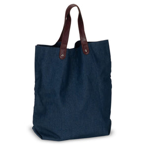 Borsa shopping in denim 42x13x43cm blu navy - personalizzabile con logo