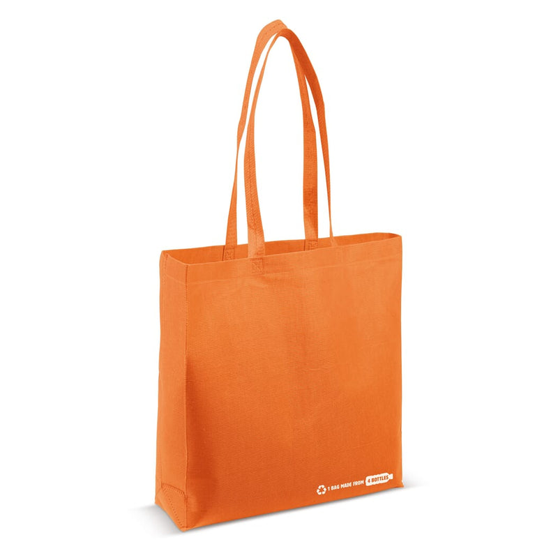 Borsa shopping R-PET 100 g/m² con soffietto Arancione - personalizzabile con logo