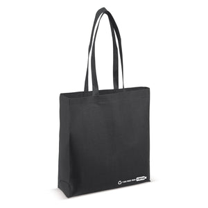 Borsa shopping R-PET 100 g/m² con soffietto Nero - personalizzabile con logo