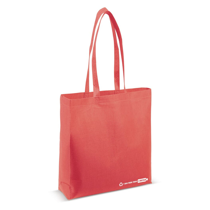 Borsa shopping R-PET 100 g/m² con soffietto Rosso - personalizzabile con logo