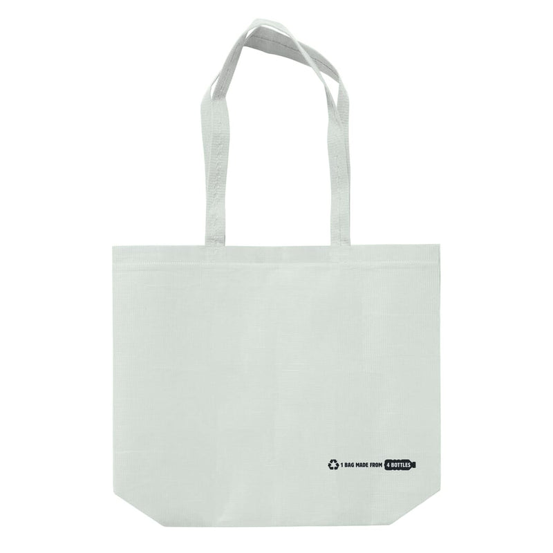 Borsa shopping R-PET bianco 100 g/m² con soffietto Bianco - personalizzabile con logo