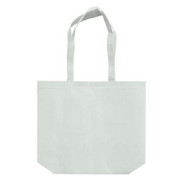 Borsa shopping R-PET bianco 100 g/m² con soffietto Bianco - personalizzabile con logo