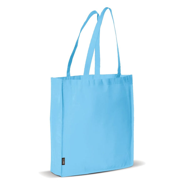 Borsa spesa in TNT 75g/m² con soffietto azzurro - personalizzabile con logo