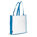 Borsa spesa in TNT 75g/m² con soffietto Bianco / blu - personalizzabile con logo