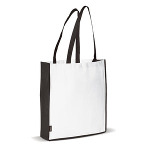 Borsa spesa in TNT 75g/m² con soffietto Bianco / nero - personalizzabile con logo