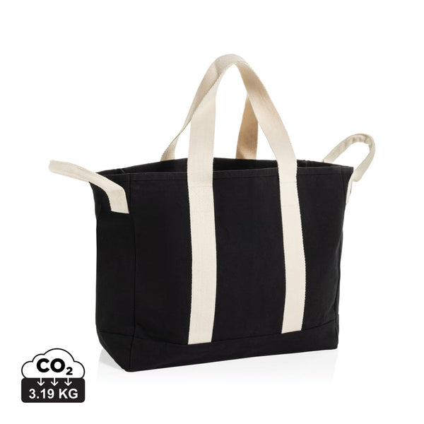 Borsa spiaggia BEAU in rCanvas AWARE™ 400gm2 nero - personalizzabile con logo