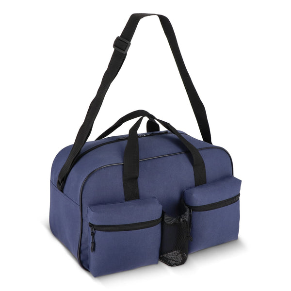 Borsa sportiva e da viaggio in R-PET 600D 46 x 21 x 27,5 cm 25 L blu navy - personalizzabile con logo